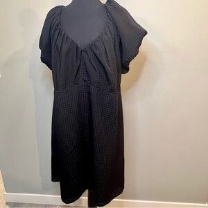 Old Navy Textured Black V Neck Mini Swing Dress